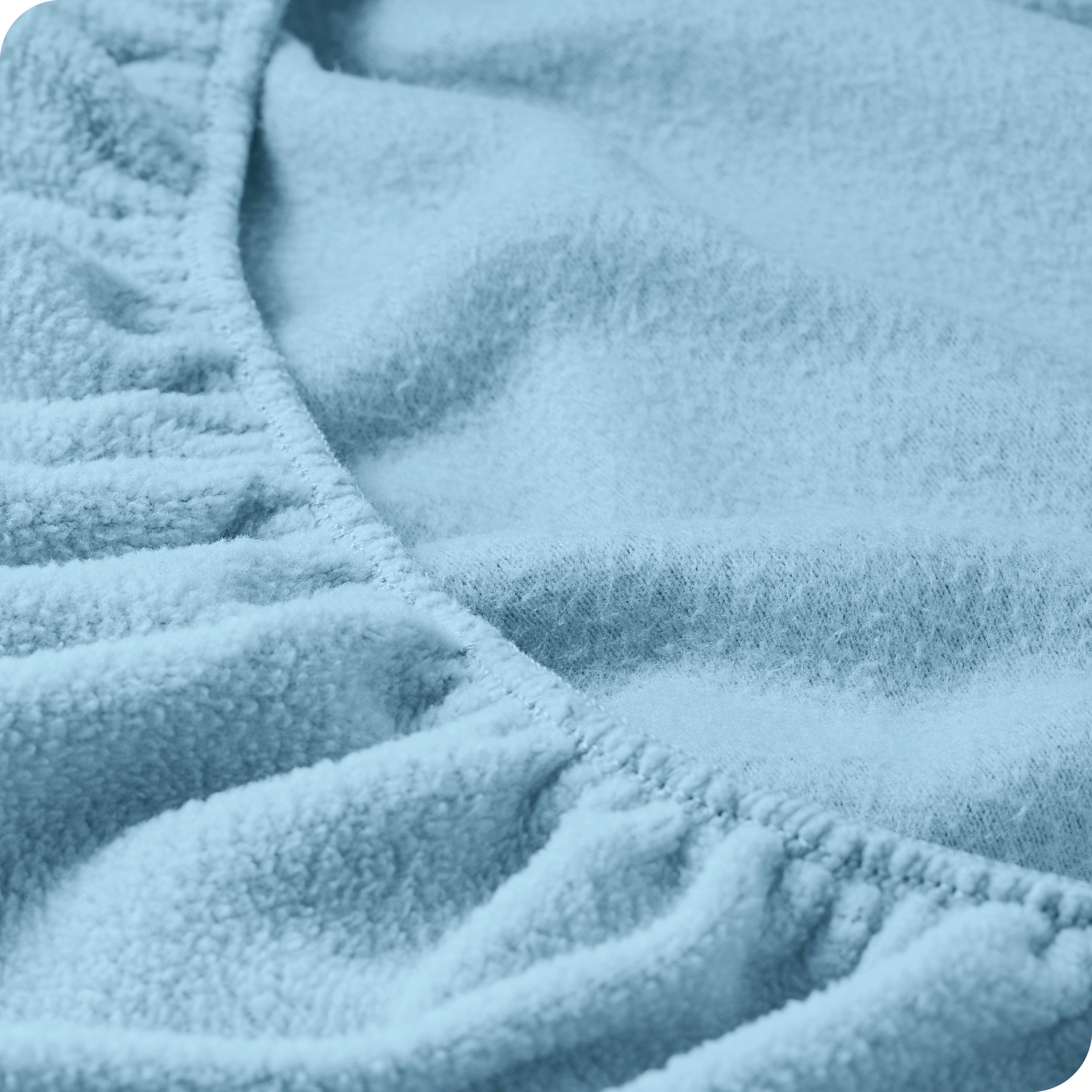 A close view of a polar fleece fitted pocket showing the texture.