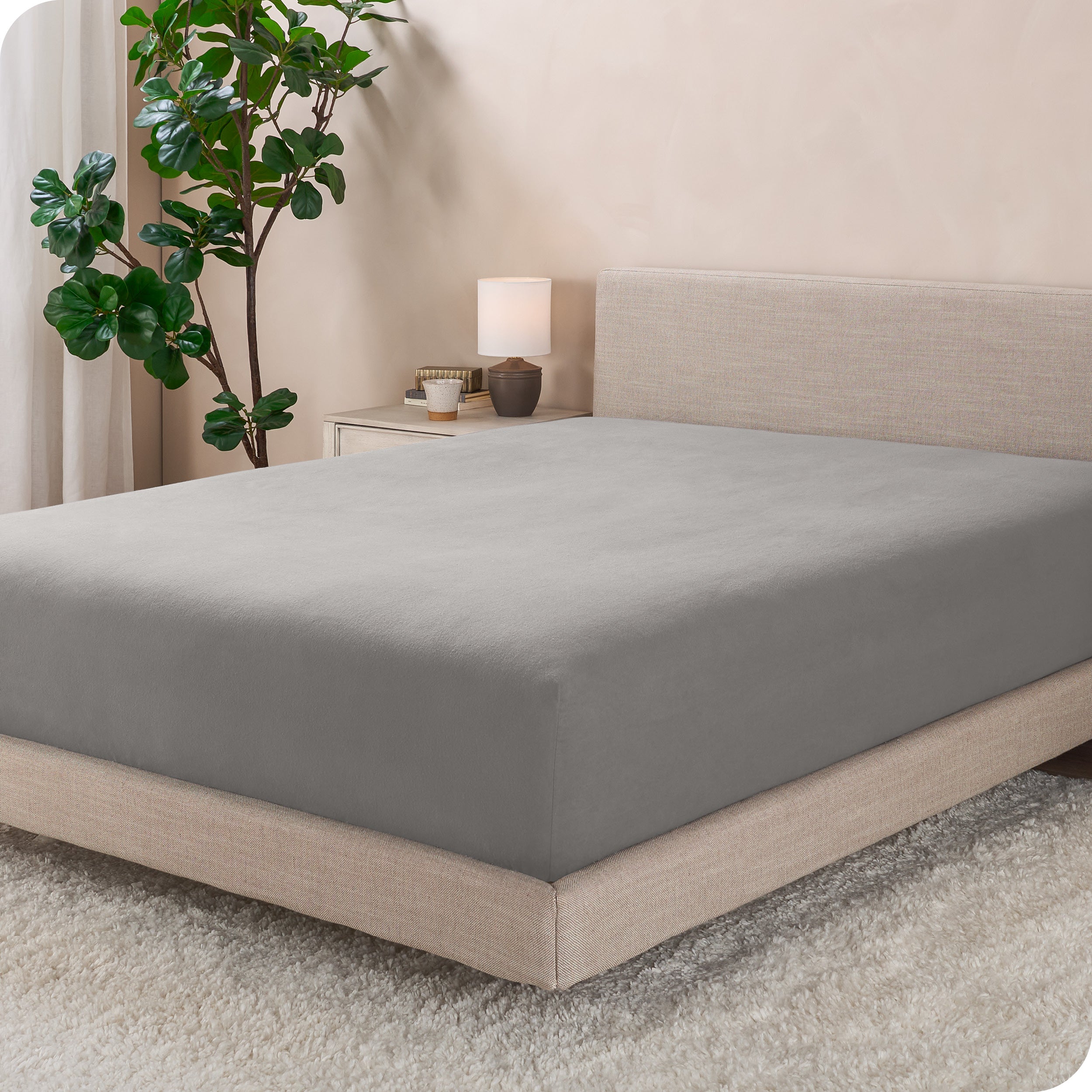 A flannel fitted sheet on a mattress