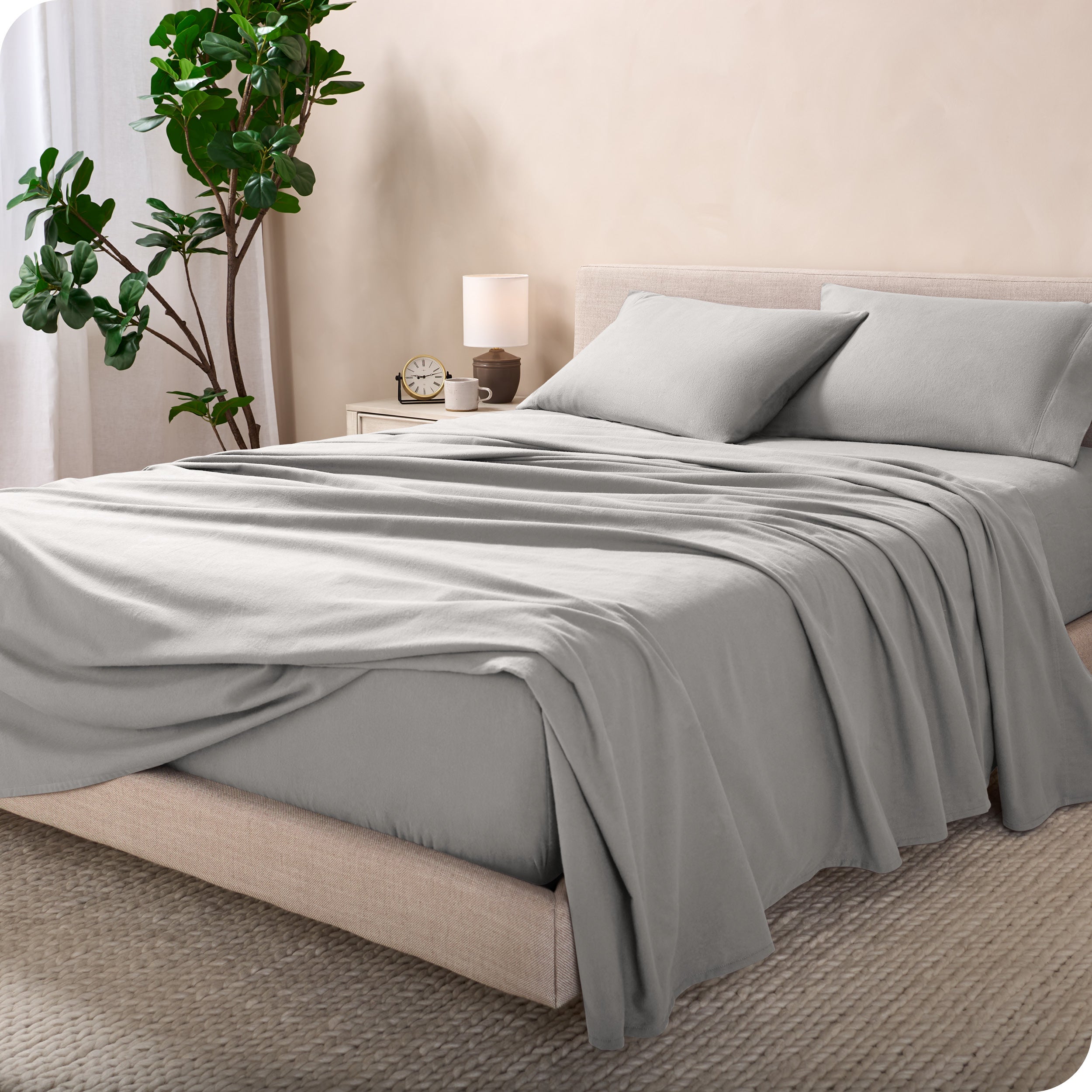 Flannel sheets on a bed