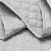 Close up of a coverlet showing the stitching