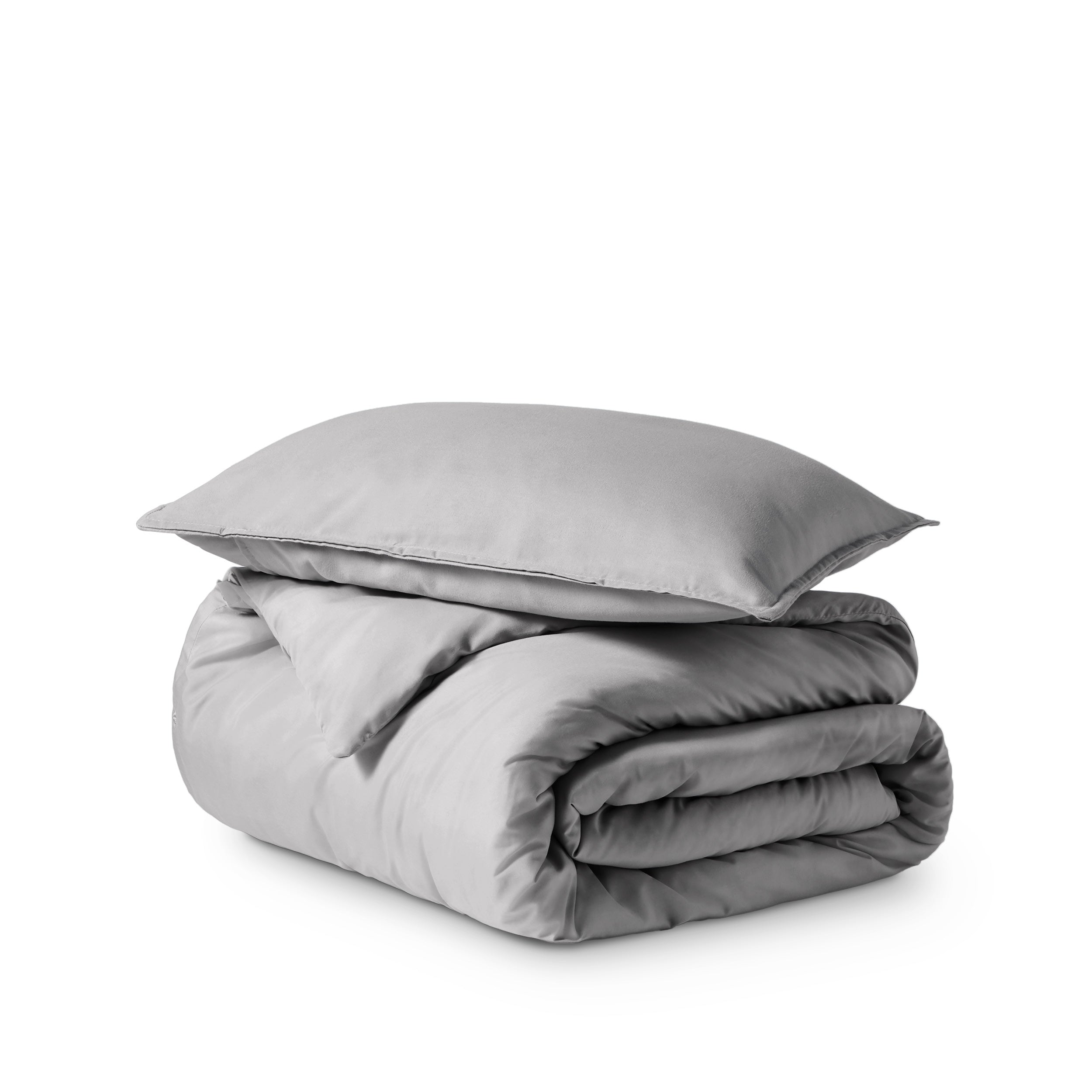 Microfiber duvet cover set folded and stacked