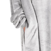 Close up of a side pocket on a microplush wearable blanket