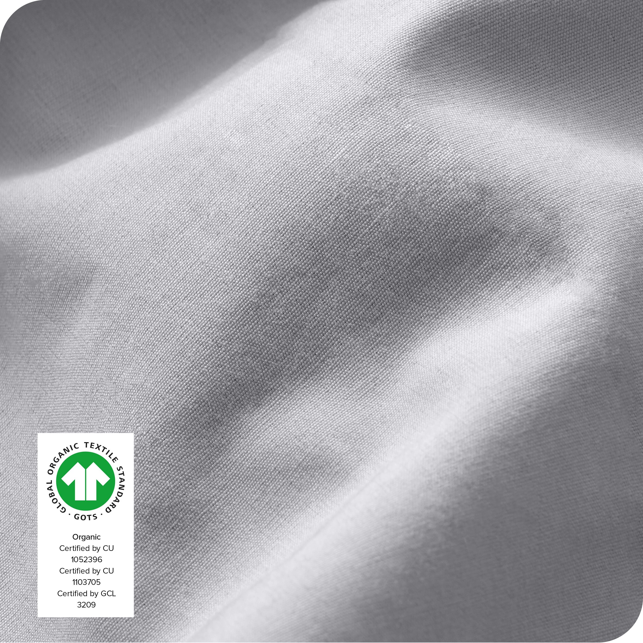 Close up of the percale fitted sheet fabric