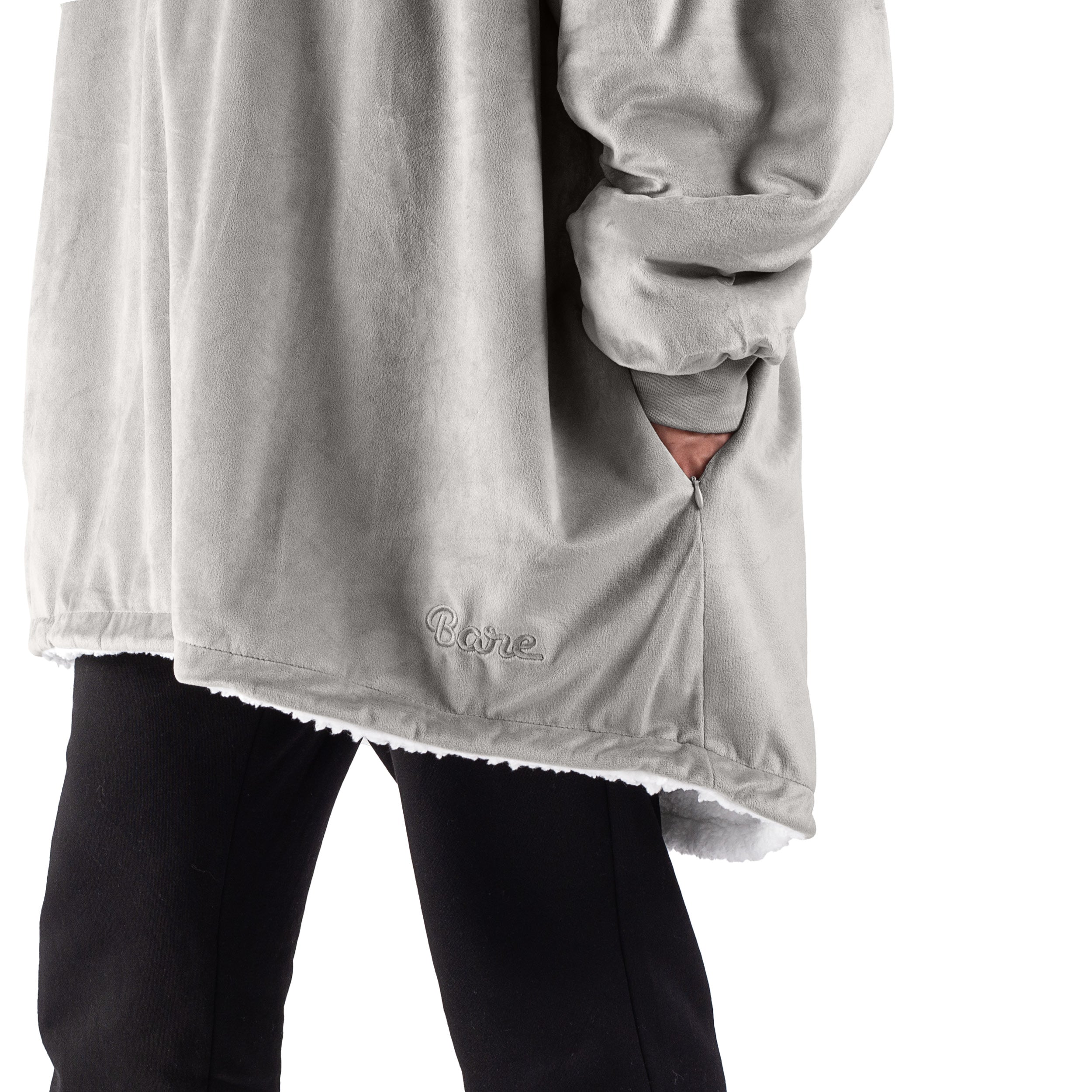 Close up of the pocket on a wearable blanket