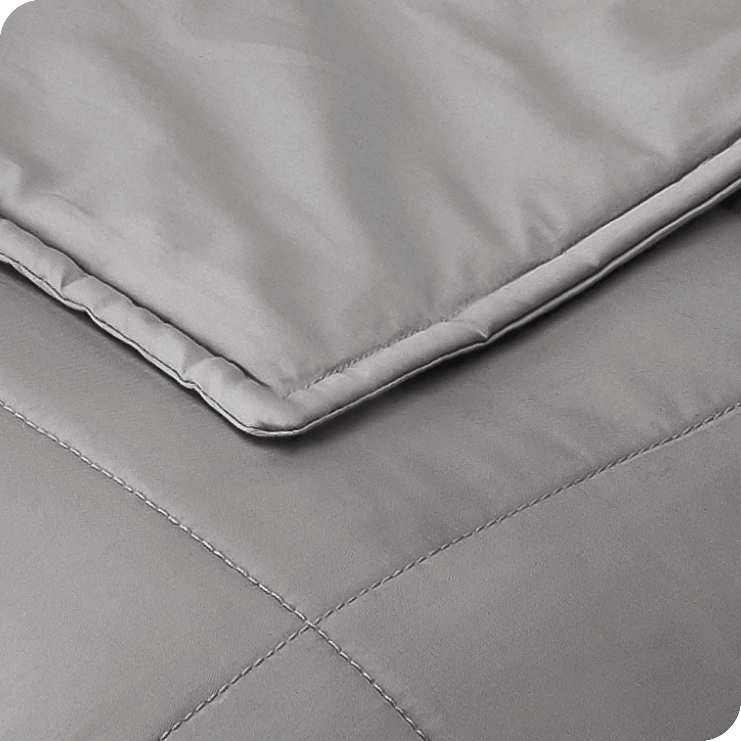 Close up of the stitching on a cotton weighted blanket