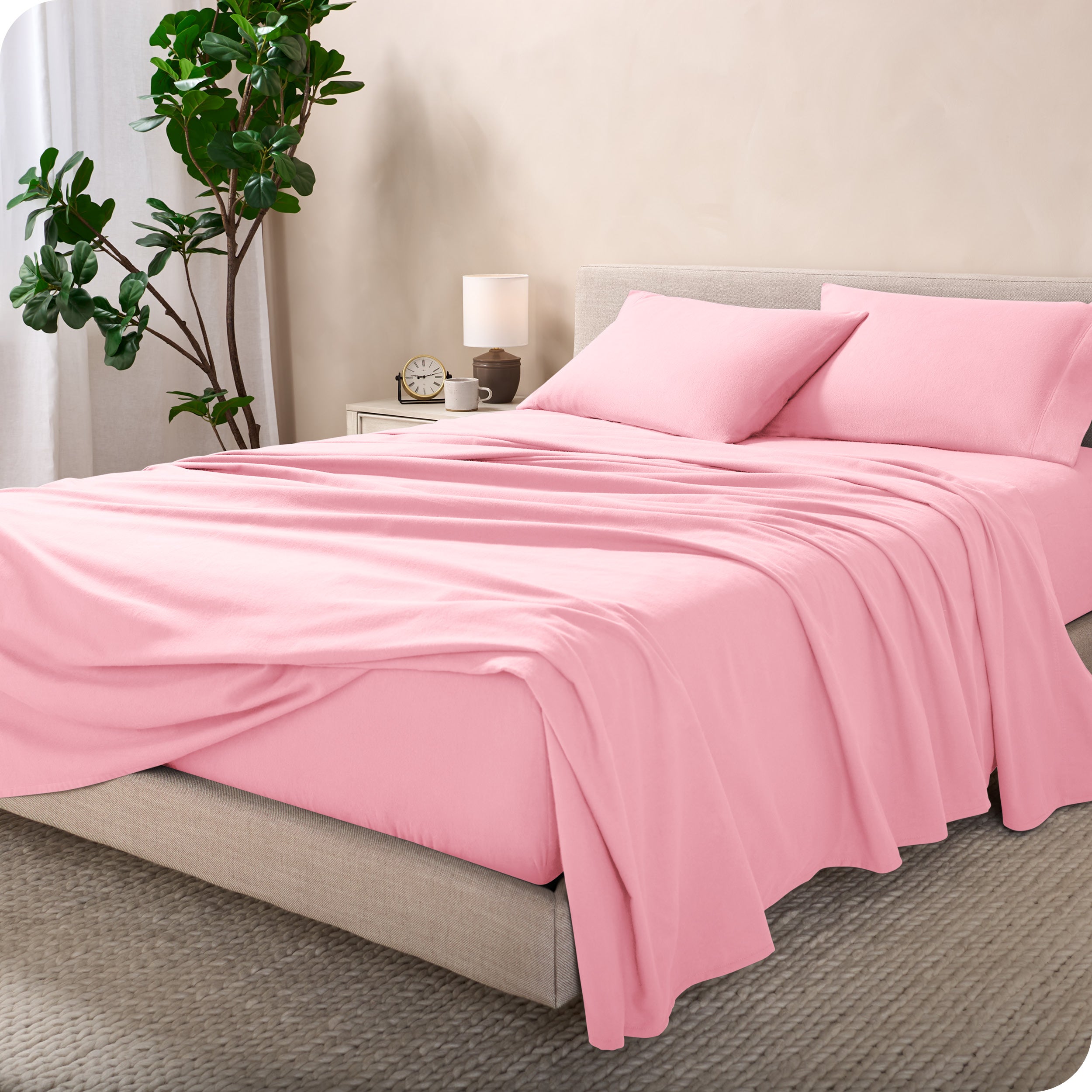 Flannel sheets on a bed