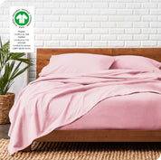Organic flannel sheets on a bed