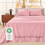 Organic flannel sheets on a bed