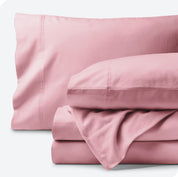 White sheet set folded and stacked