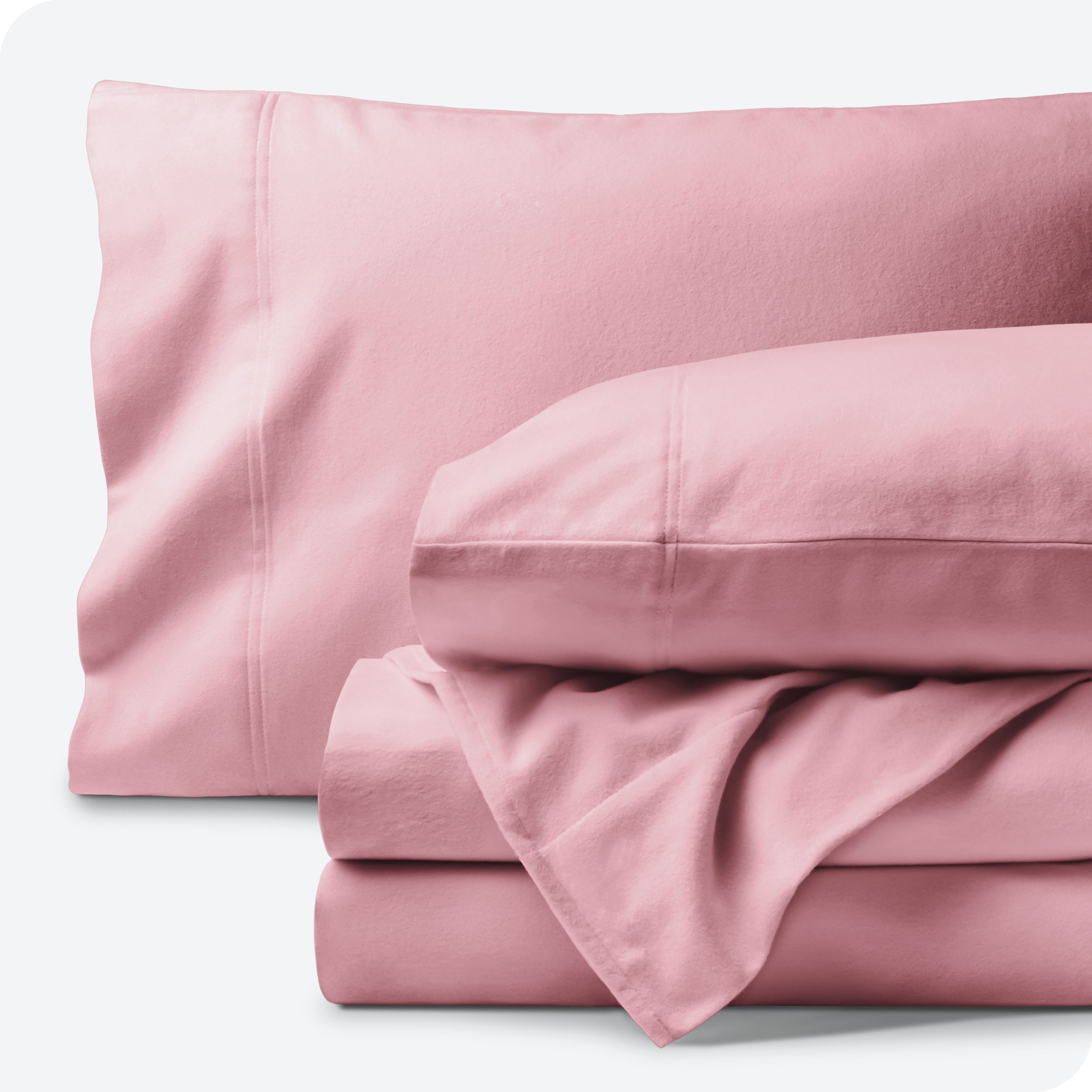 White sheet set folded and stacked