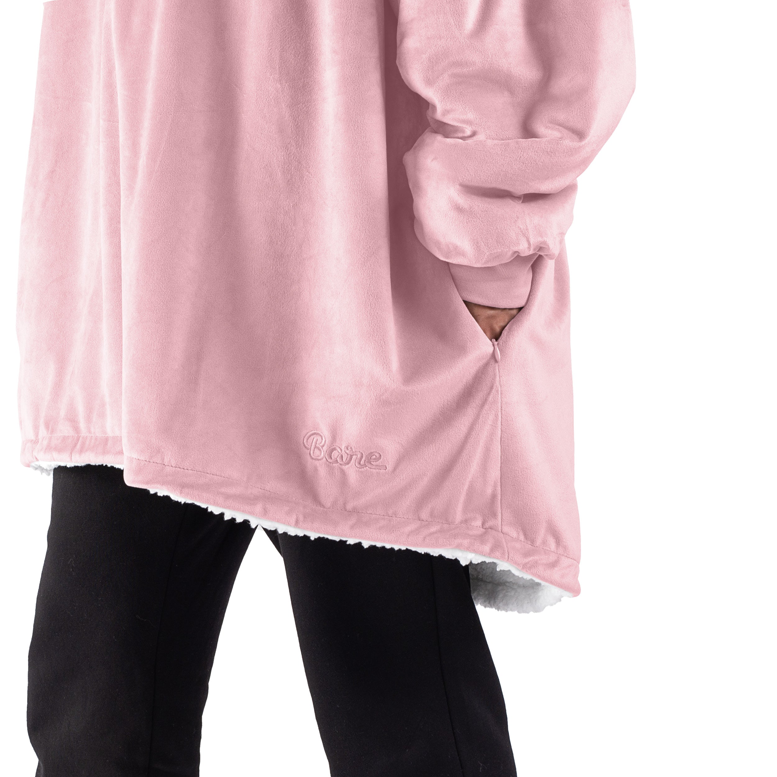 Close up of the pocket on a wearable blanket