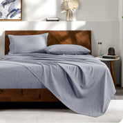 Matching sheets and pillowcases on a bed