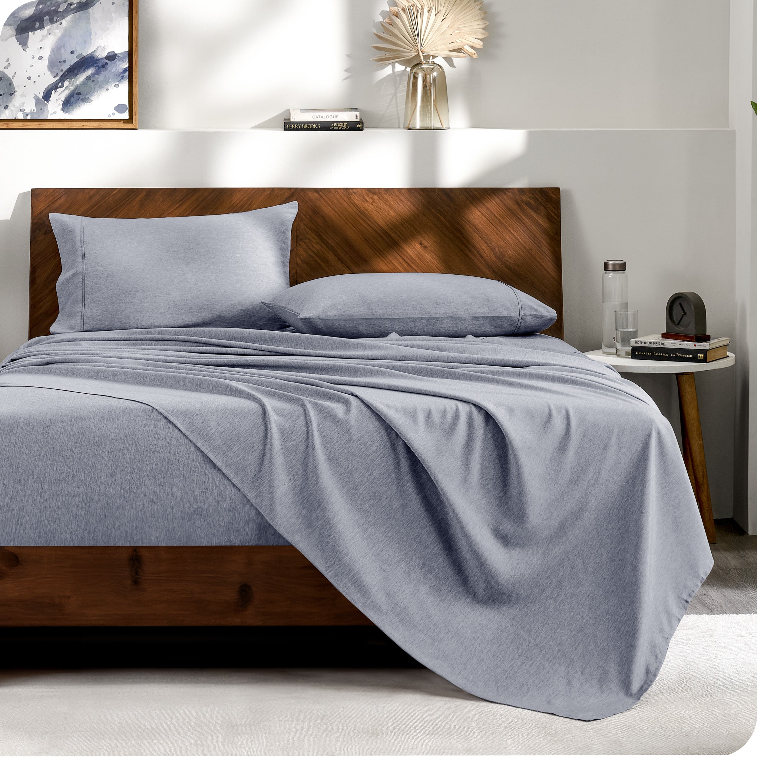 Matching sheets and pillowcases on a bed