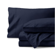 Midnight sheet set folded and stacked