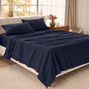 Organic flannel sheet set on a bed