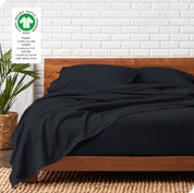 Organic flannel sheets on a bed
