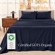 Organic flannel sheets on a bed