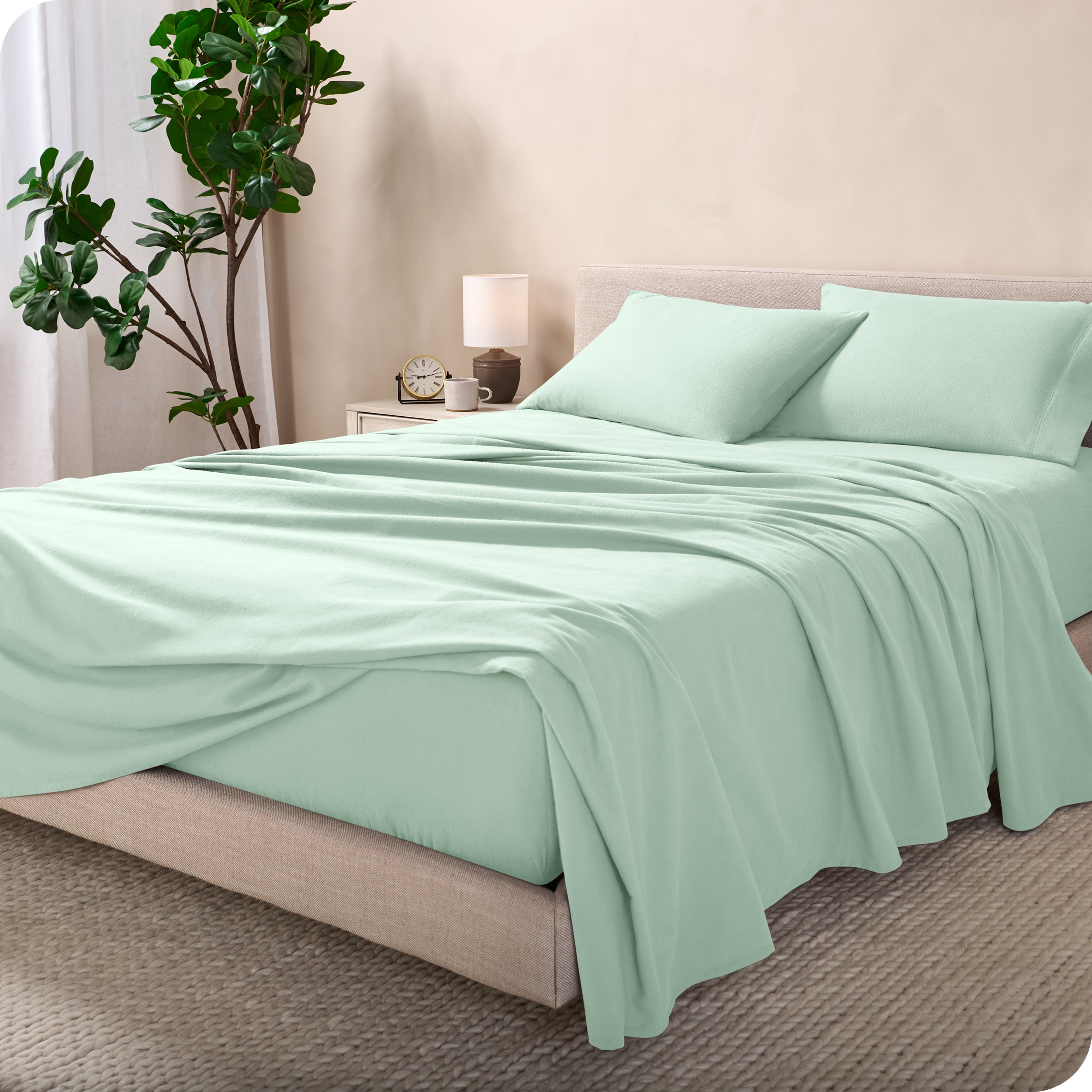 Flannel sheets on a bed