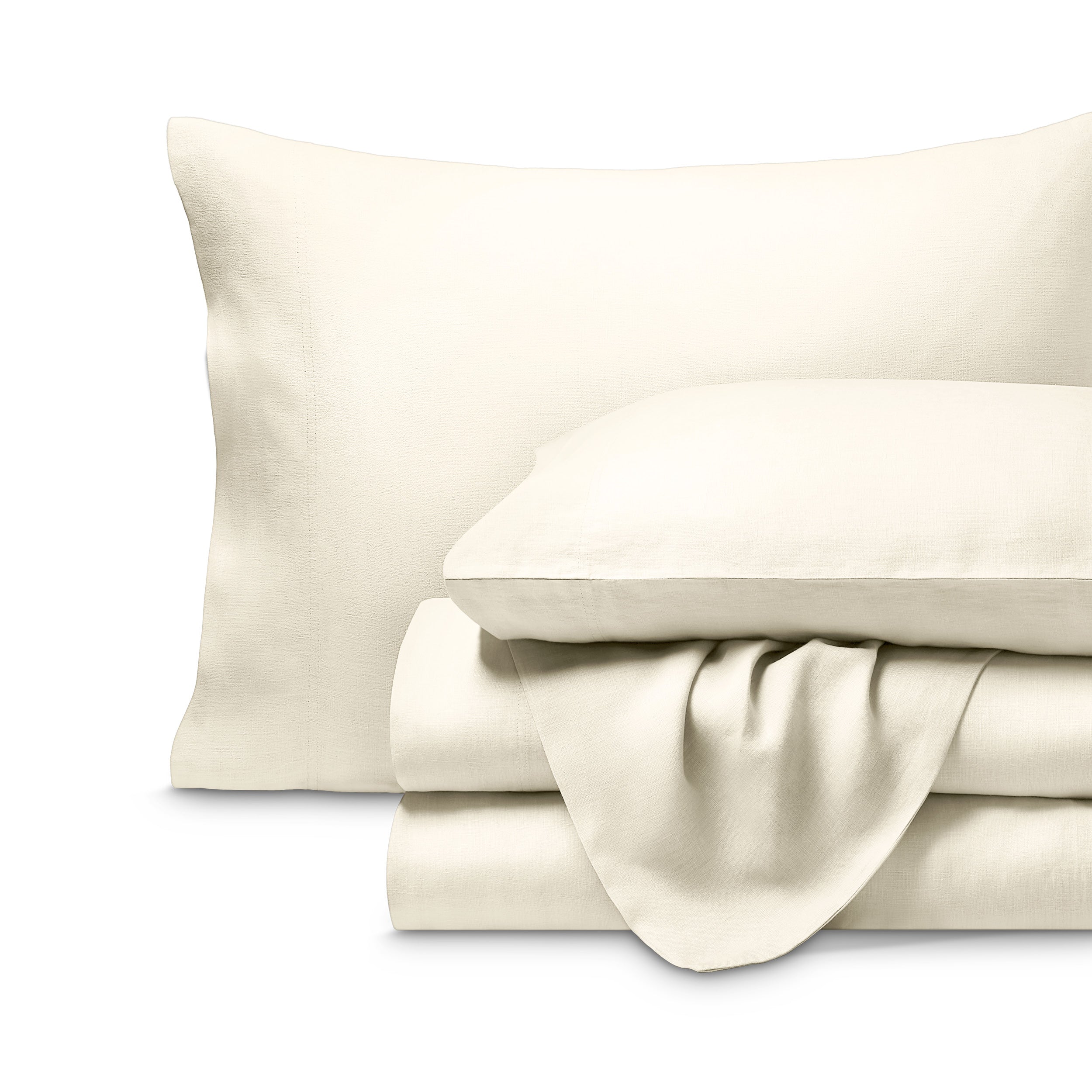 Linen sheet set folded and stacked neatly