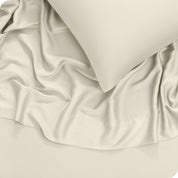 Close up of matching sheets and pillowcases.