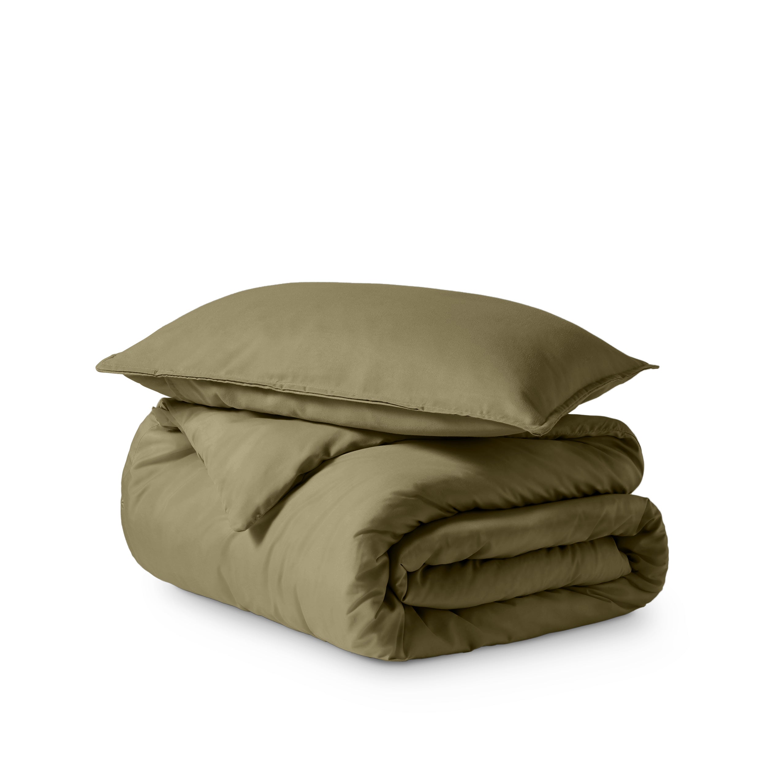 Microfiber duvet cover set folded and stacked
