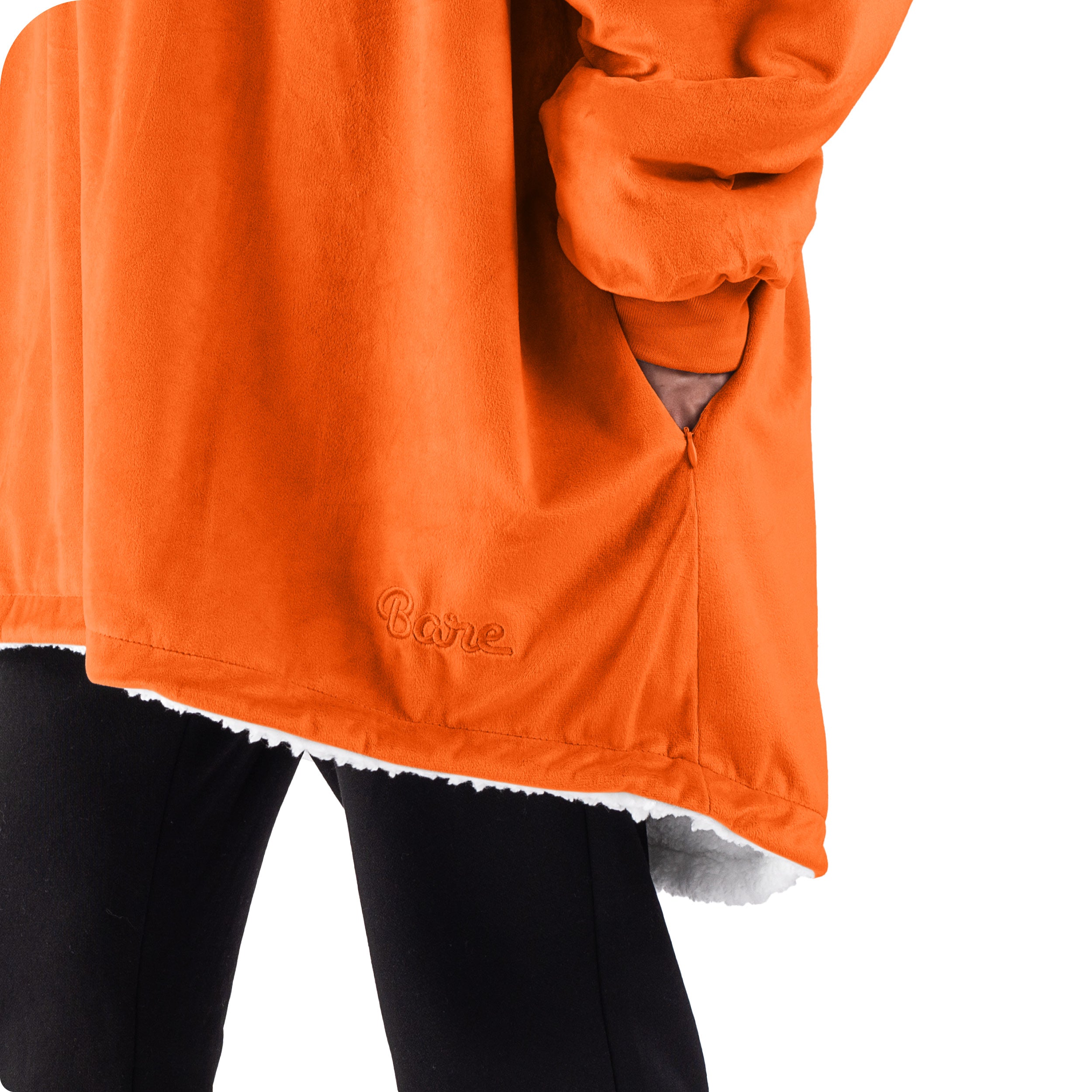 Close up of the pocket on a wearable blanket