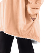 Close up of the pocket on a wearable blanket