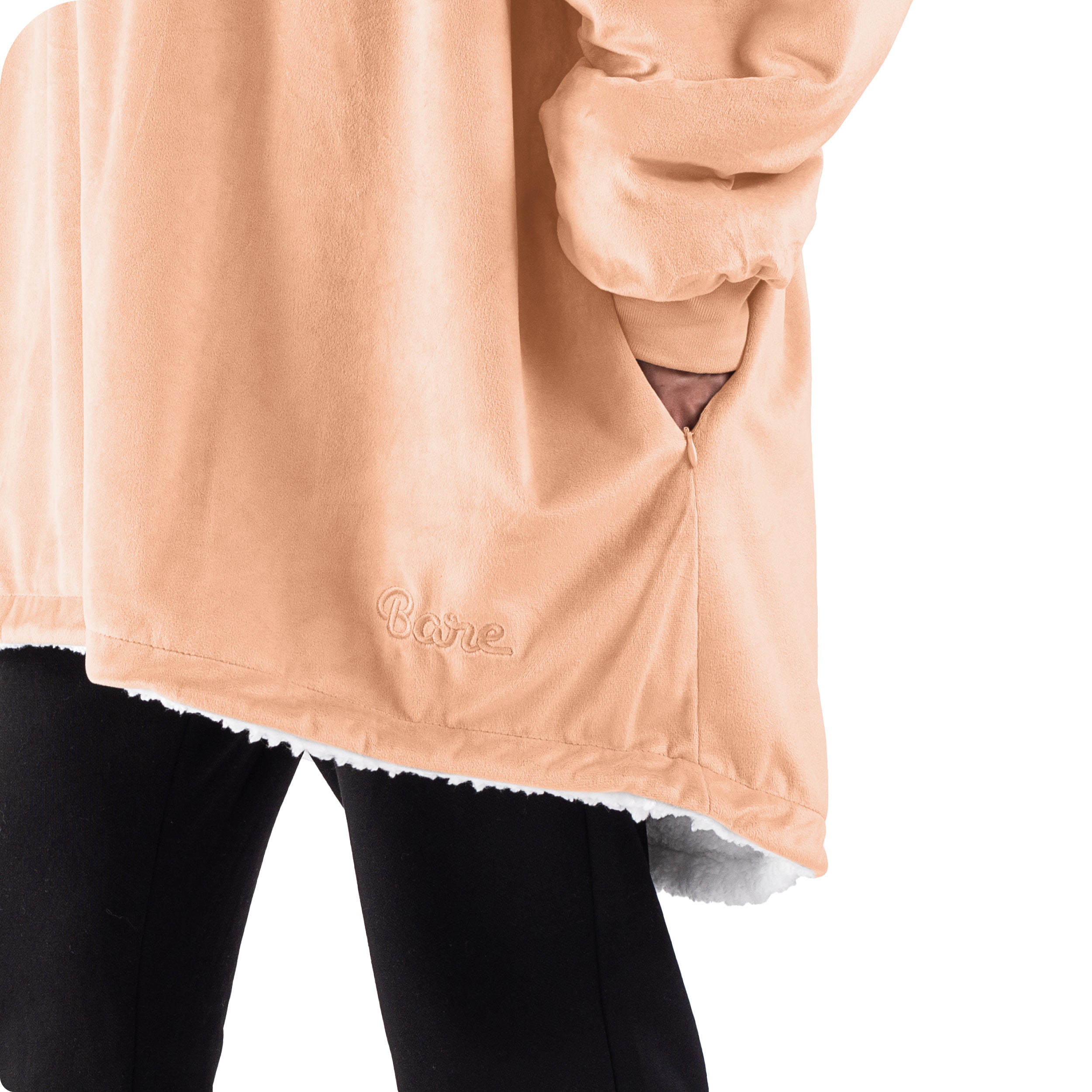Close up of the pocket on a wearable blanket