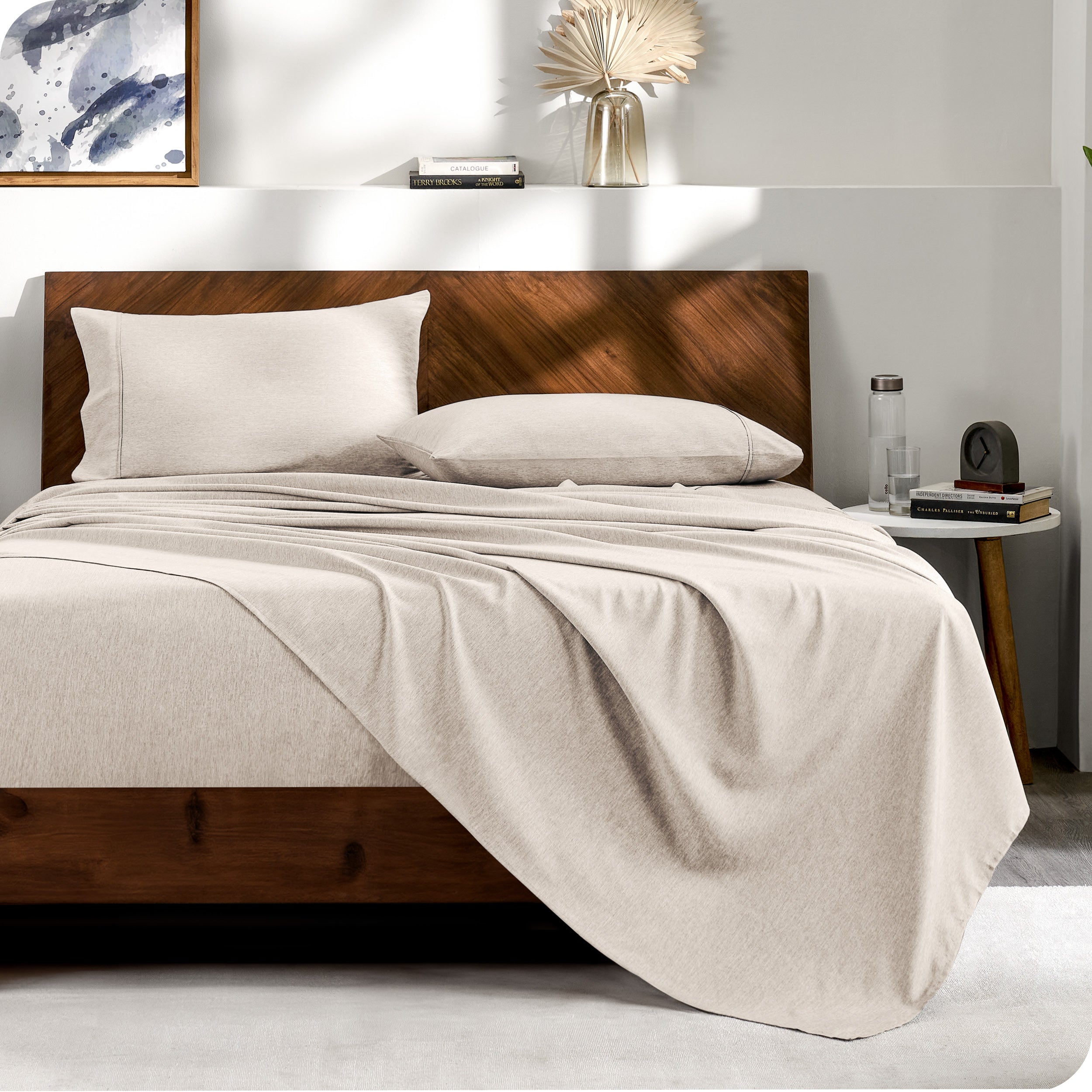 Matching sheets and pillowcases on a bed