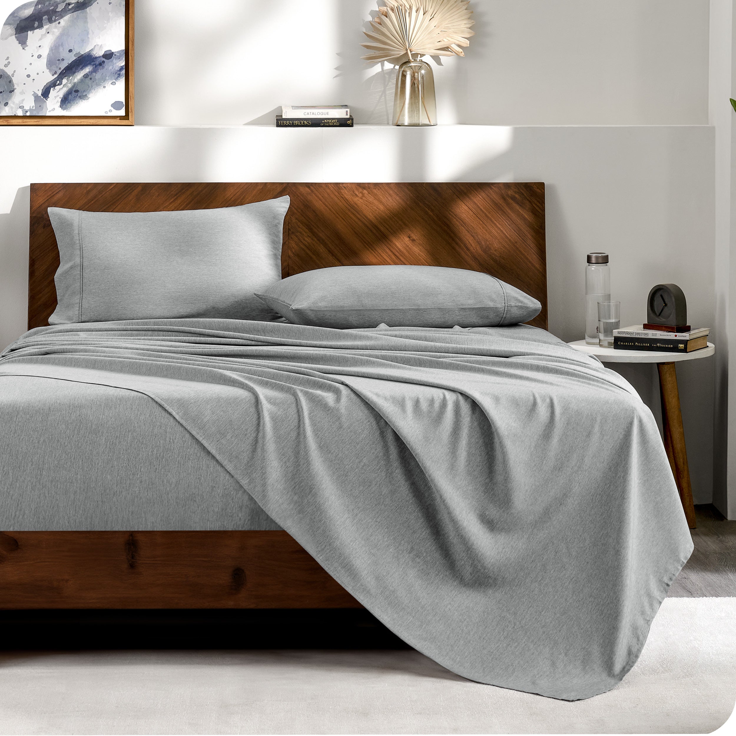 Matching sheets and pillowcases on a bed
