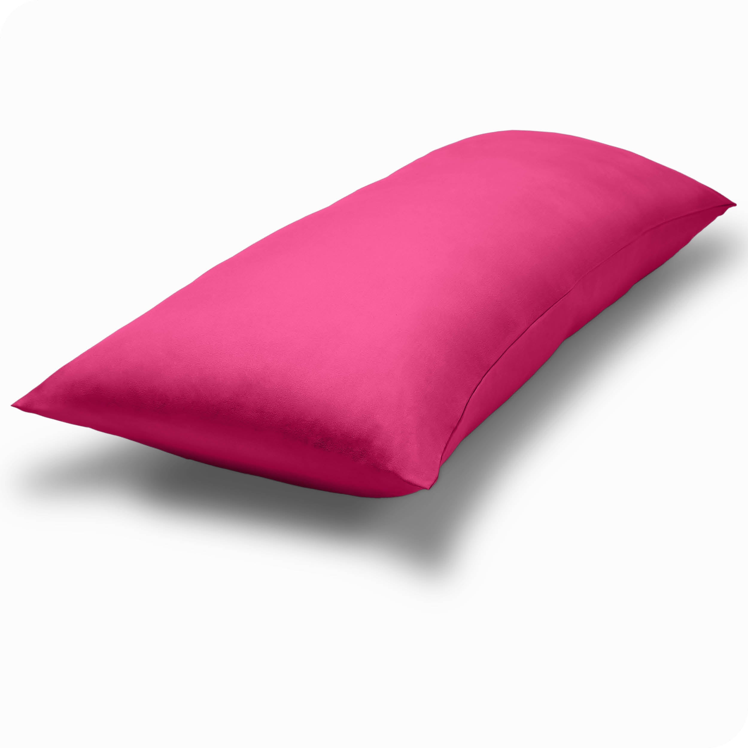 A body pillow cover on a pillow on a plain white background