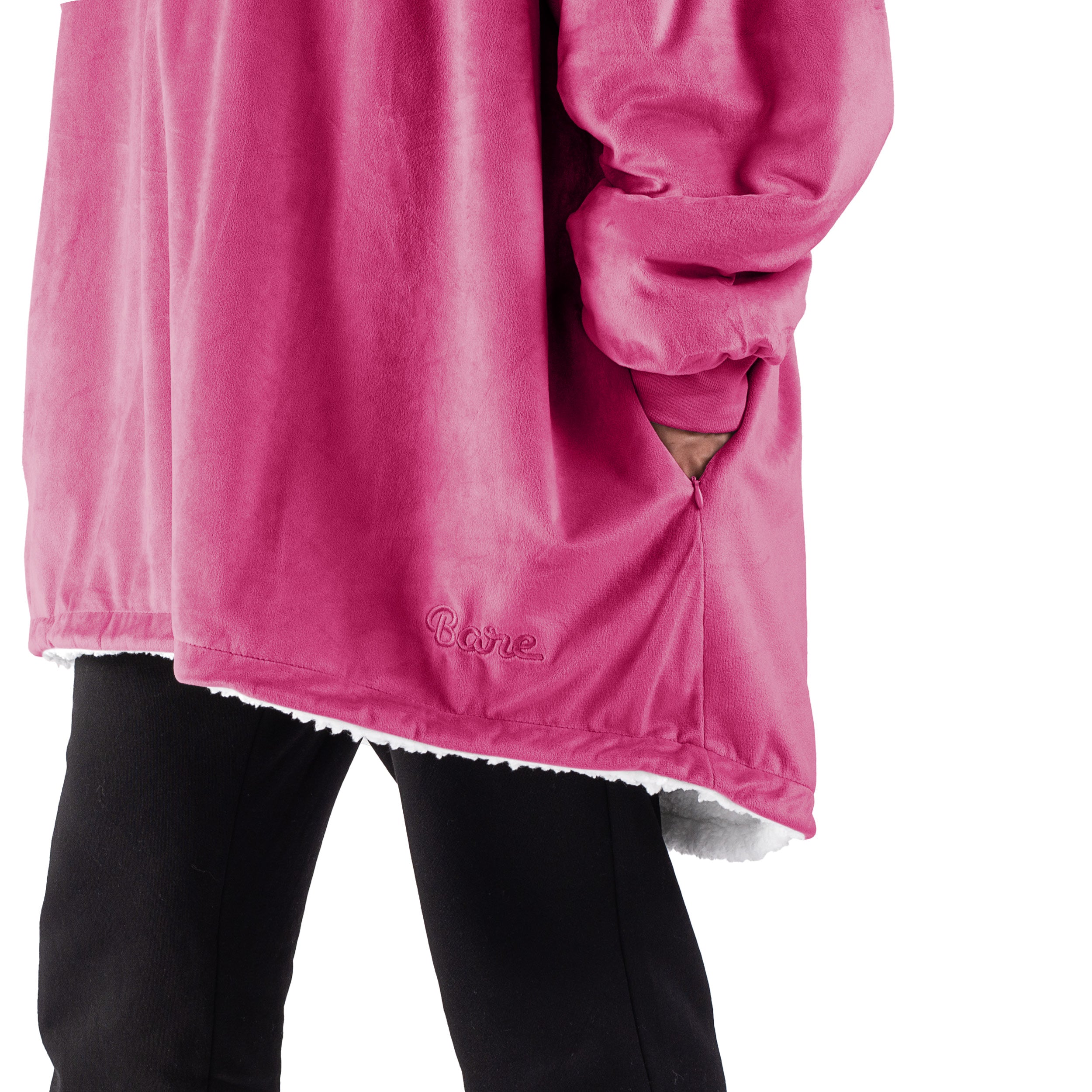 Close up of the pocket on a wearable blanket
