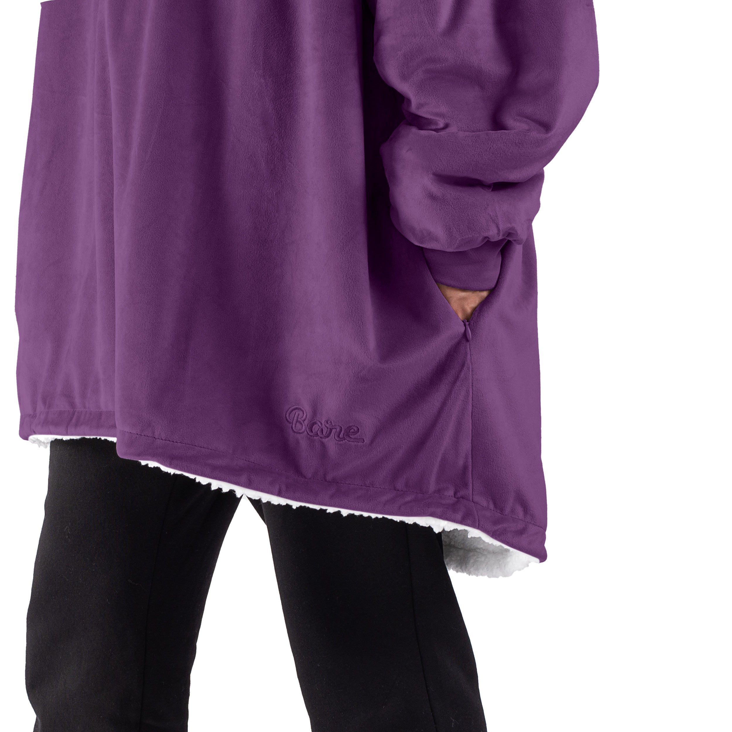 Close up of the pocket on a wearable blanket