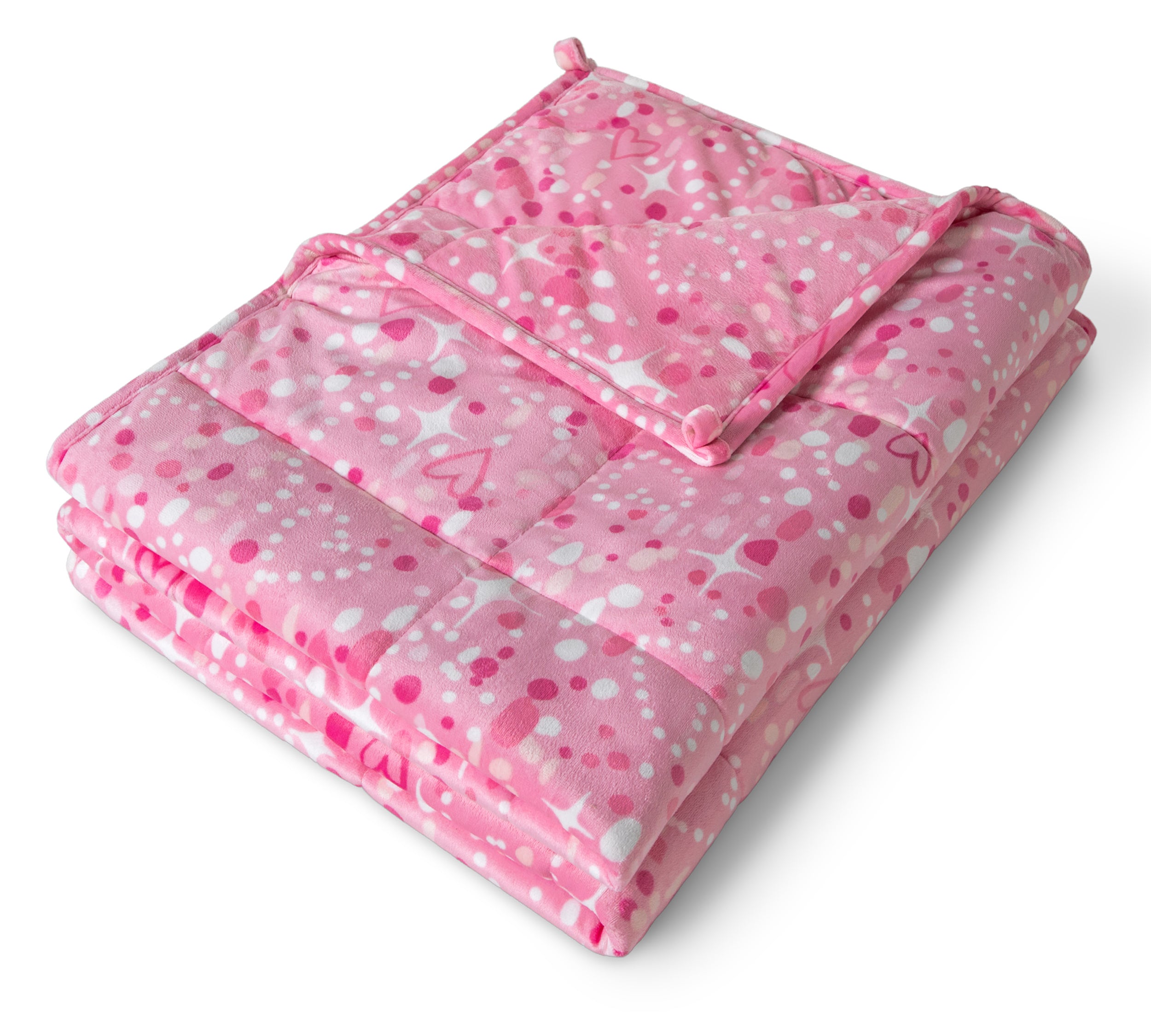 A folded minky fleece weighted blanket with a white background.