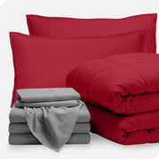 A bed in a bag folded and stacked neatly