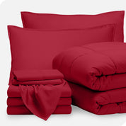 A bed in a bag folded and stacked neatly