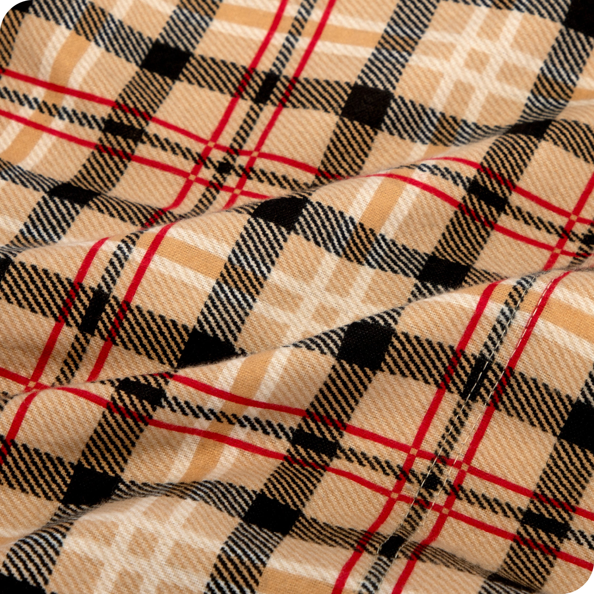A close up of the flannel duvet cover showing the texture and pattern.