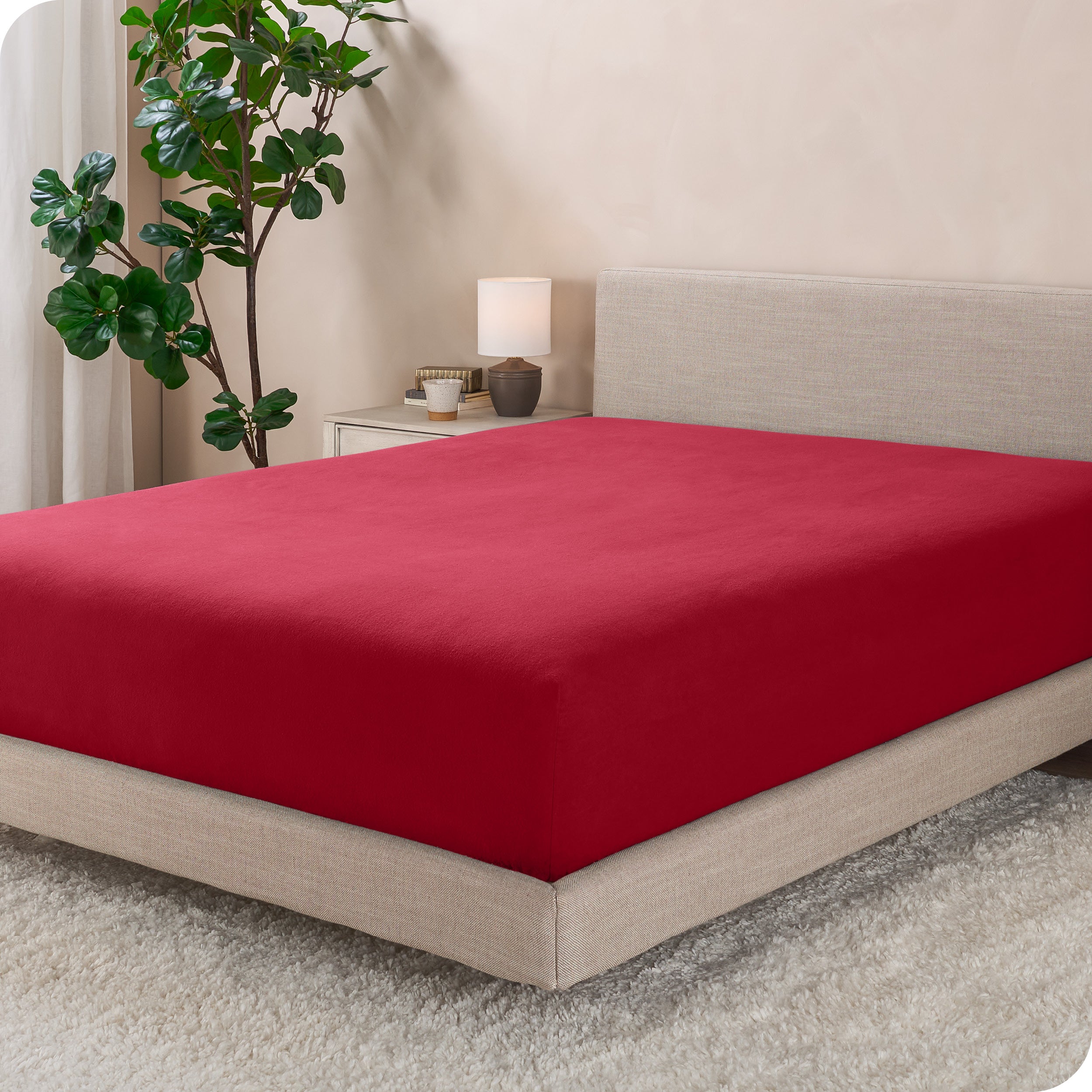 A flannel fitted sheet on a mattress
