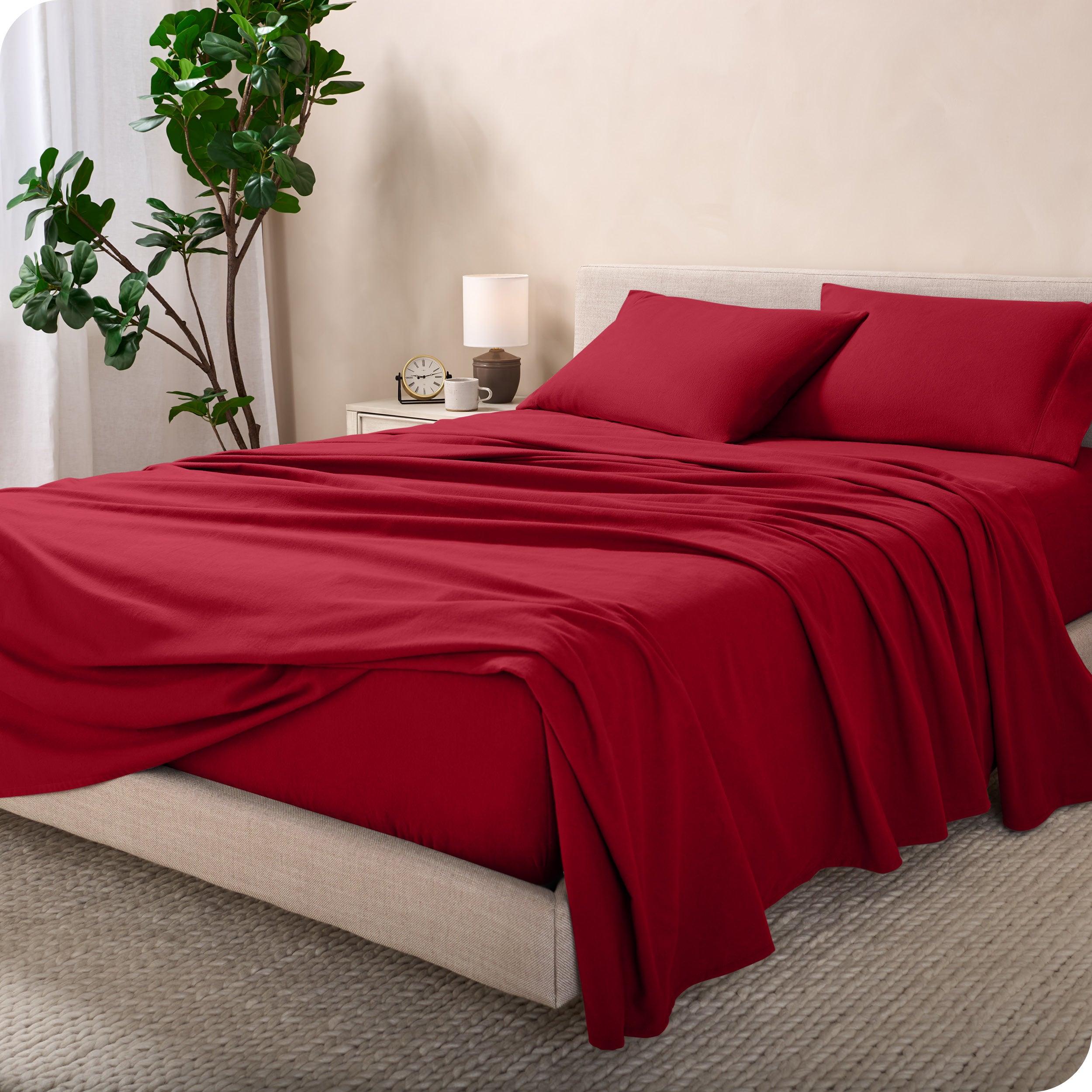 Flannel sheets on a bed