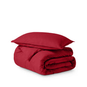 Microfiber duvet cover set folded and stacked