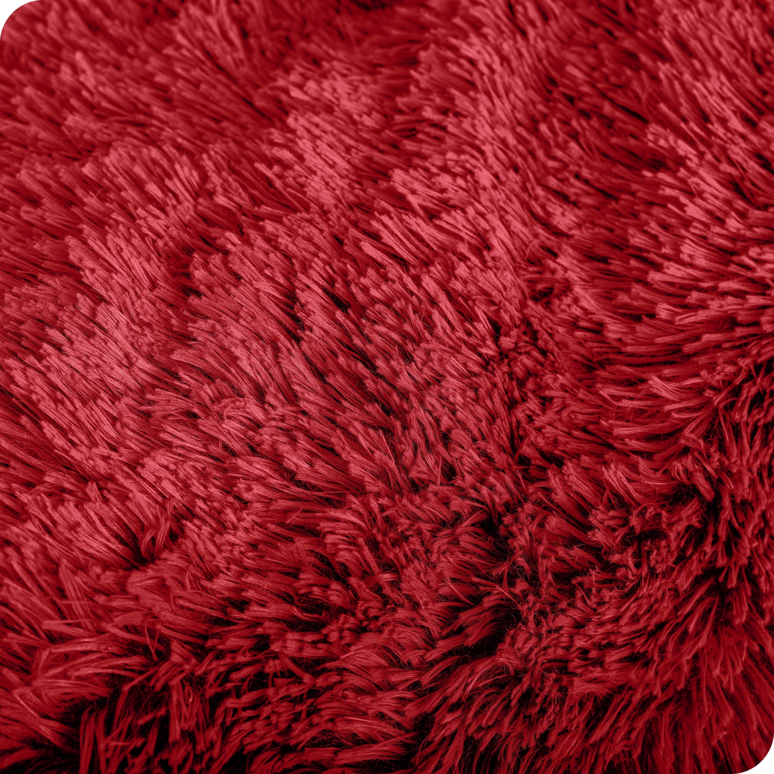 Close up of the soft texture of a shaggy faux fur sherpa blanket