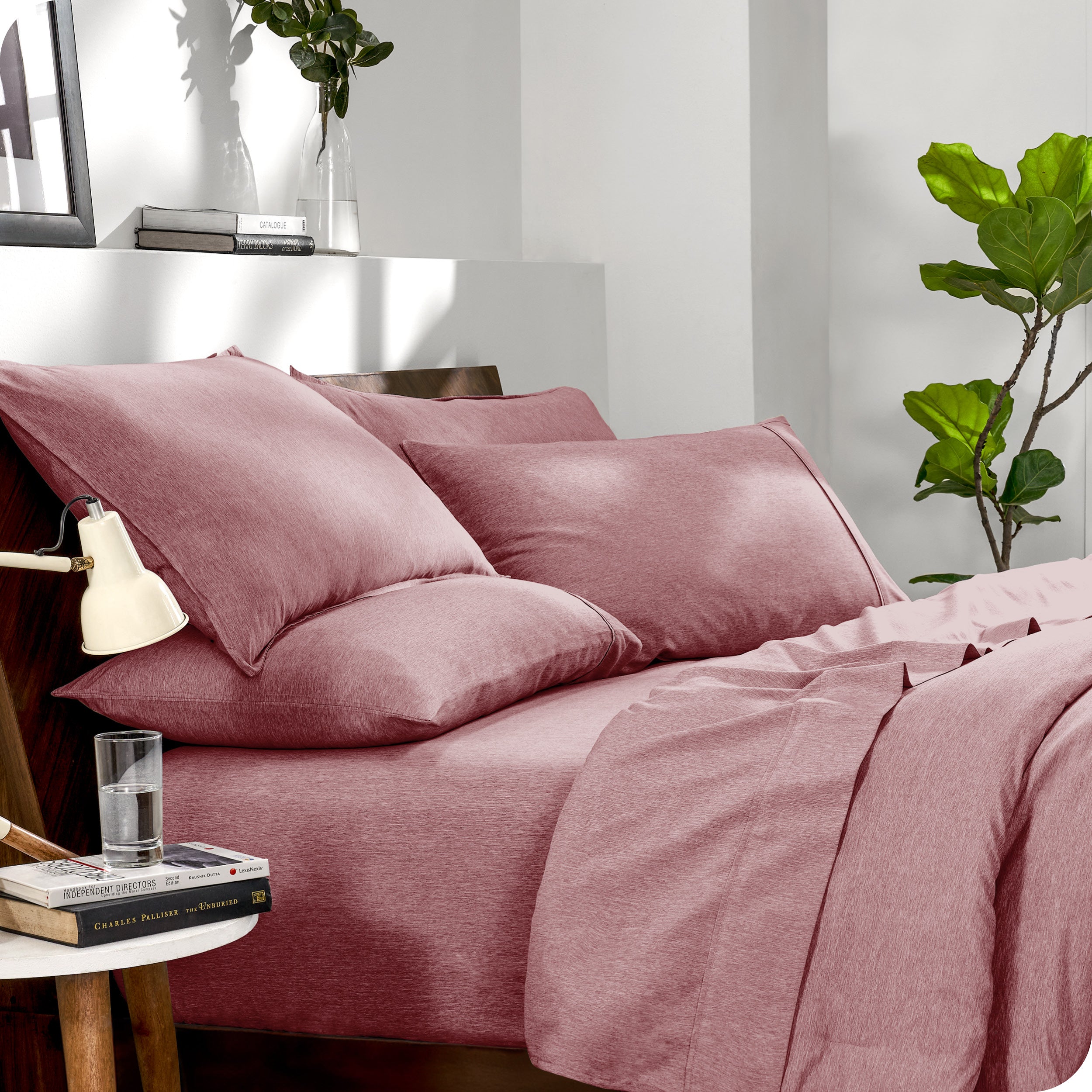 A microfiber bedding set on bed