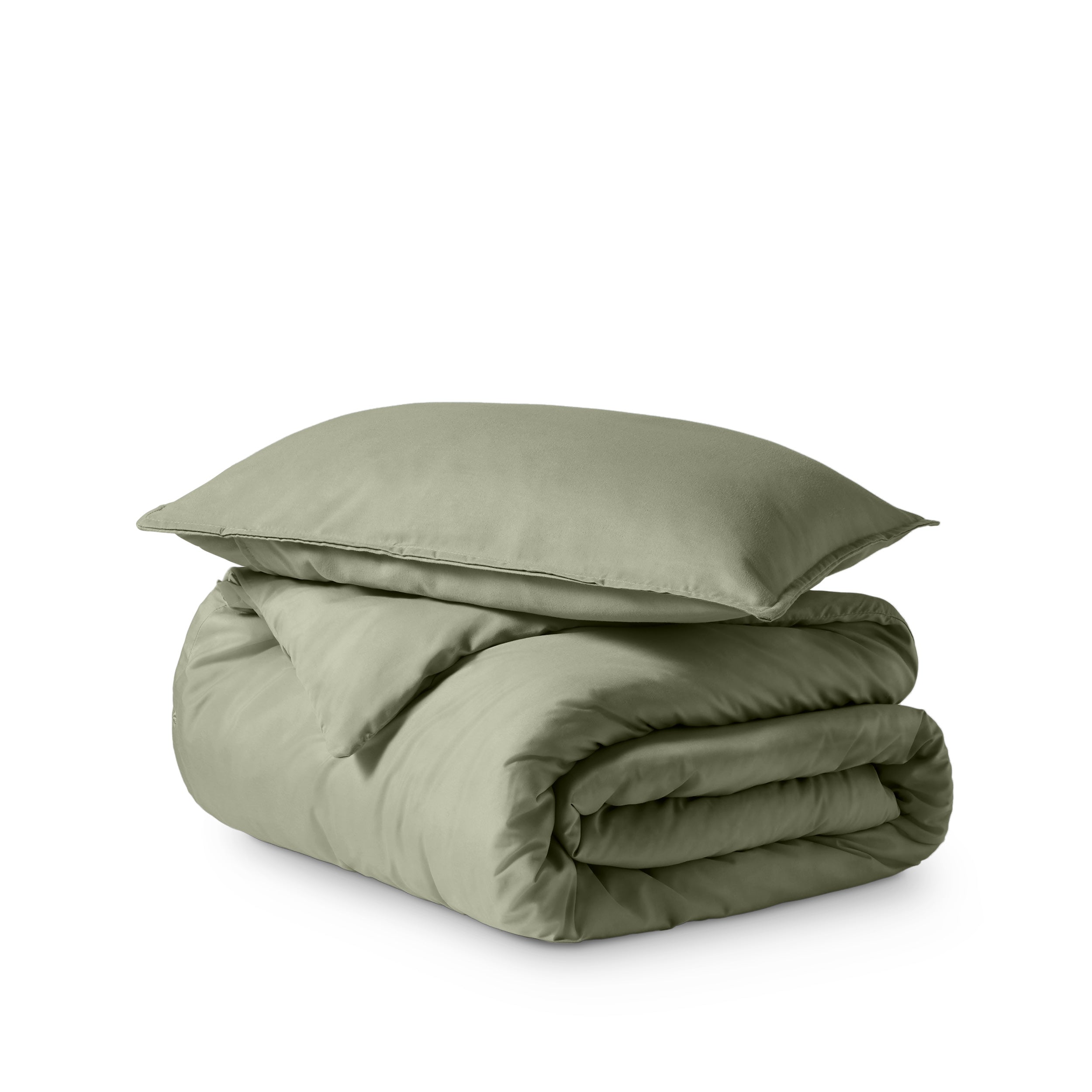 Microfiber duvet cover set folded and stacked