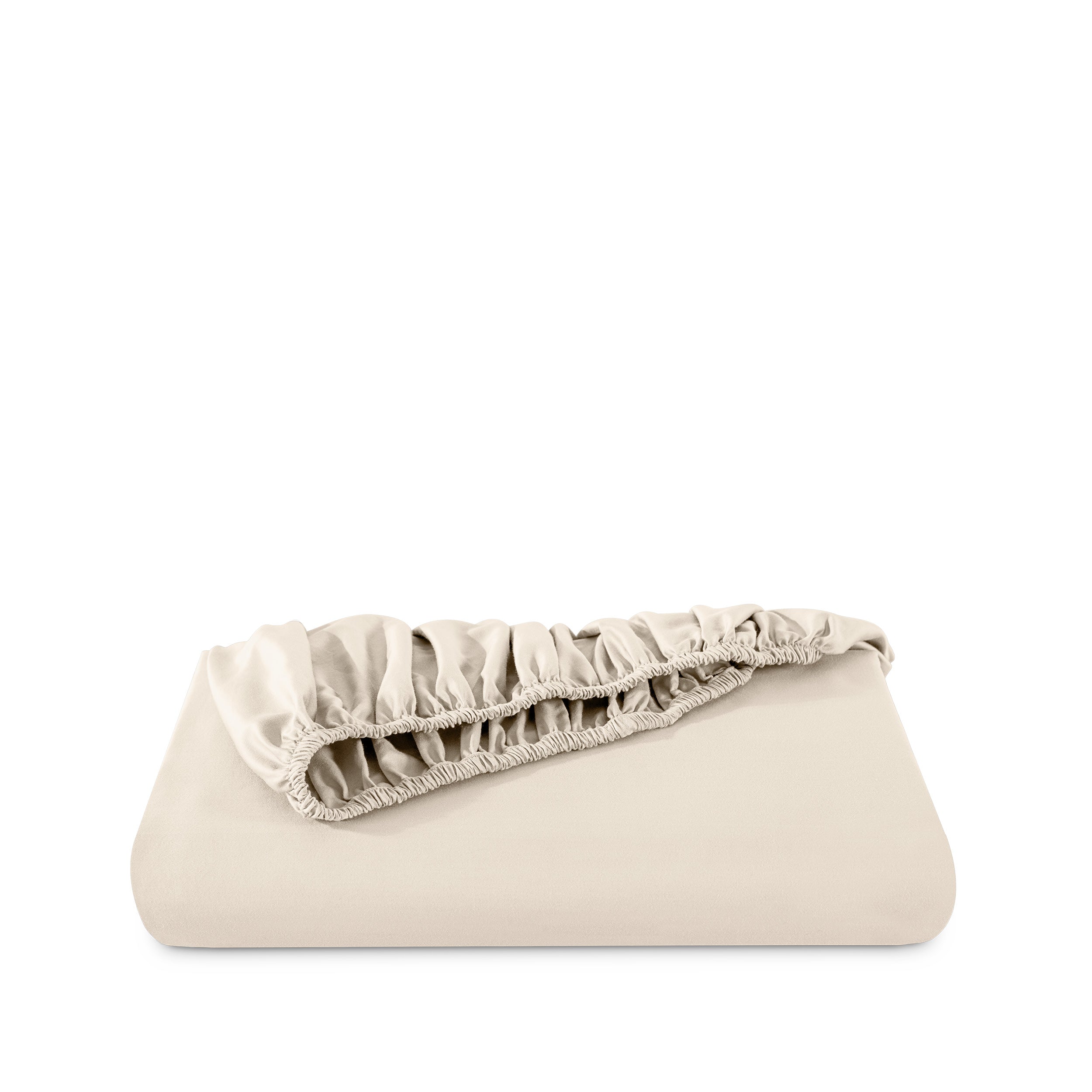 Fitted sheet neatly folded on a white background