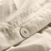 A close up of the tie corner of the duvet cover.