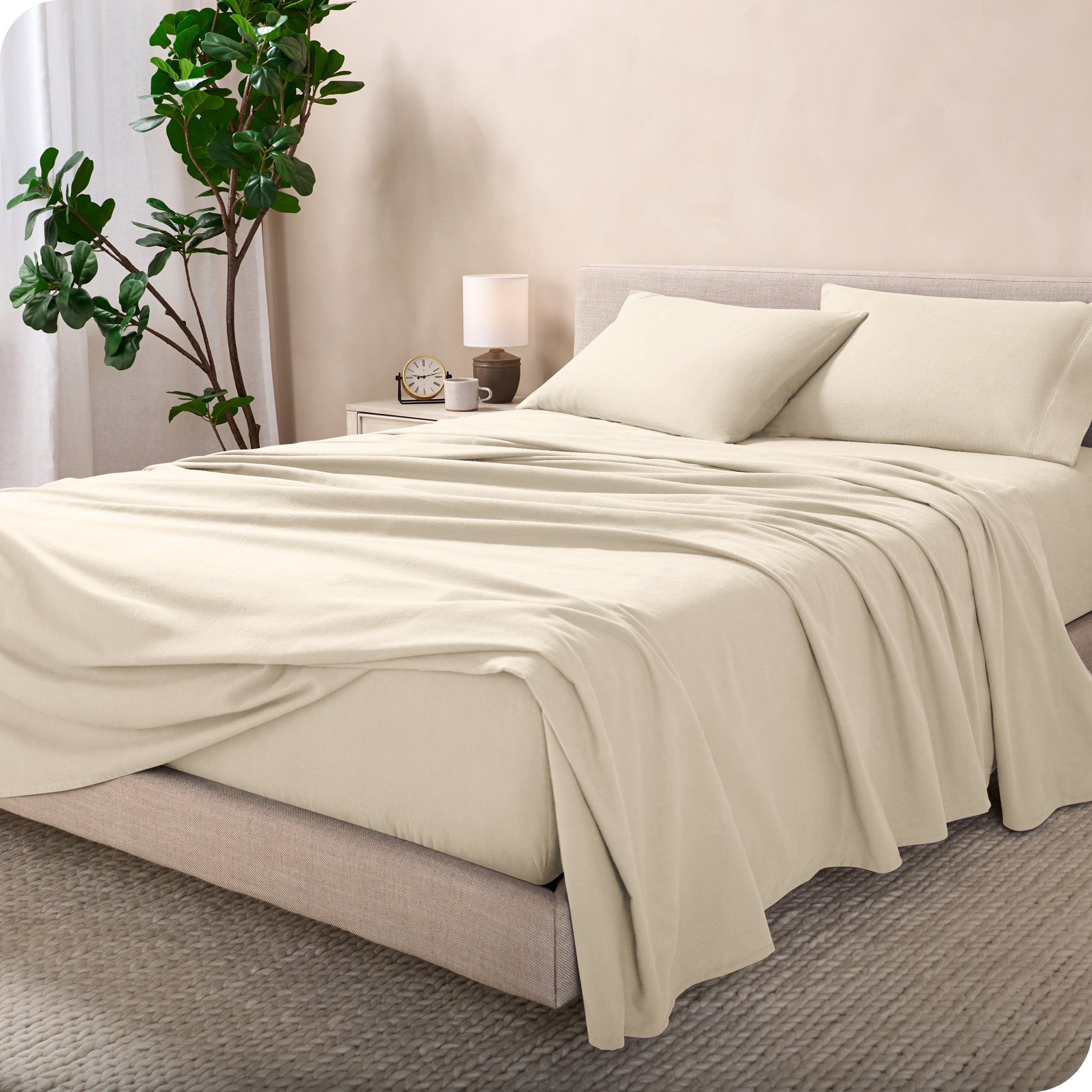 Flannel sheets on a bed