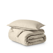 Microfiber duvet cover set folded and stacked