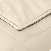 Close up of the stitching on a cotton weighted blanket