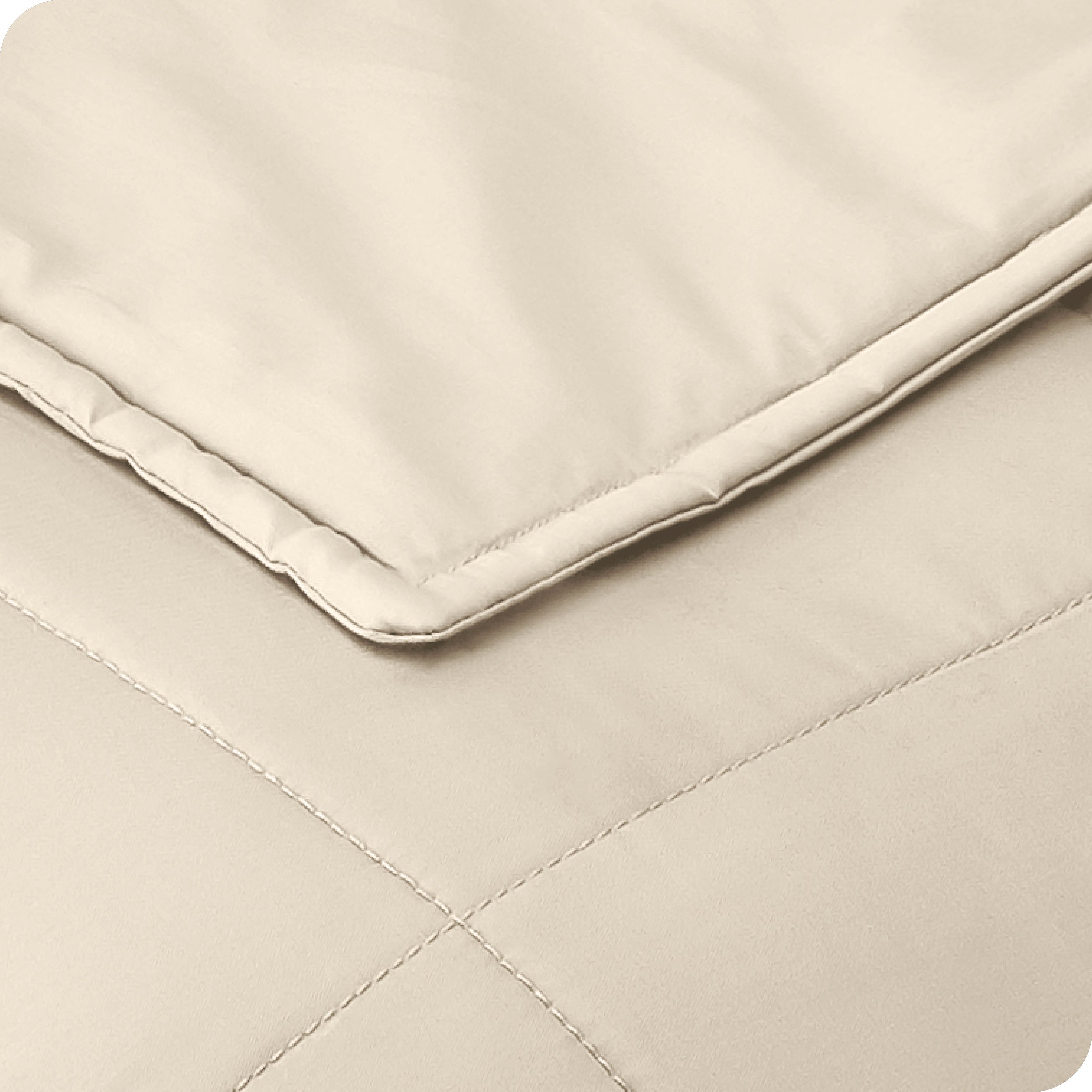 Close up of the stitching on a cotton weighted blanket