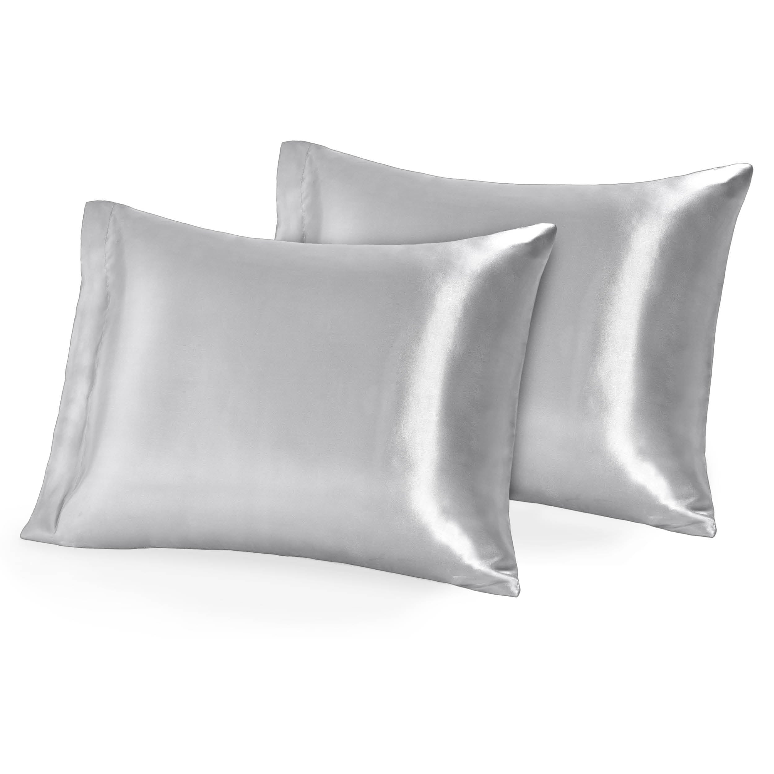 Two silk pillowcases on pillows